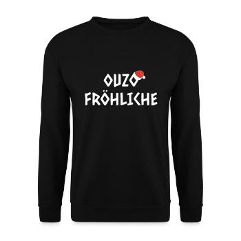 Ouzo Fröhliche Weihnachten Griechenland Spruch - Unisex Pullover - Schwarz - Vorne - Alina (178cm) & Michal (187cm)