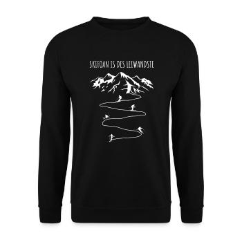 Skifahrer Skifahren Skifoan is des Leiwandste Ski - Unisex Pullover - Schwarz - Vorne - Alina (178cm) & Michal (187cm)