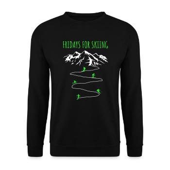 Fridays For Skiing Alps Mountains Skier Saying - Unisex Sweatshirt - black - Front - Alina (178cm) & Michal (187cm)