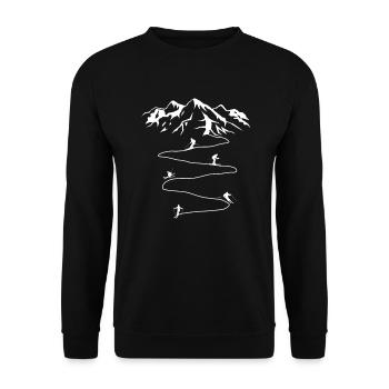 Skifahrer Alpen Berge Skifahren Berg Panorama Ski - Unisex Pullover - Schwarz - Vorne - Alina (178cm) & Michal (187cm)