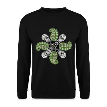 Sugar-Skull Totenkopf Vintage-Halloween Design - Unisex Pullover - Schwarz - Vorne - Alina (178cm) & Michal (187cm)