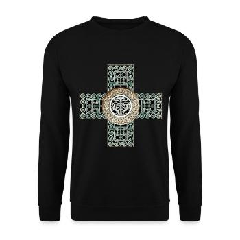 Byzance Paons Mythologie - Sweat-shirt Unisexe - noir - Devant - Alina (178cm) & Michal (187cm)