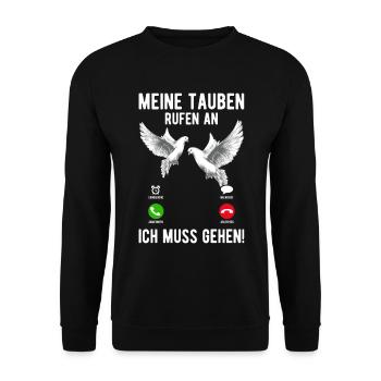 Taubenzüchter Tauben Vogel Anruf Geschenk - Unisex Pullover - Schwarz - Vorne - Alina (178cm) & Michal (187cm)