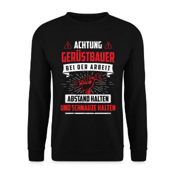 Gerüstbau Gerüstbauer Spruch - Unisex Pullover - Schwarz - Vorne - Alina (178cm) & Michal (187cm)
