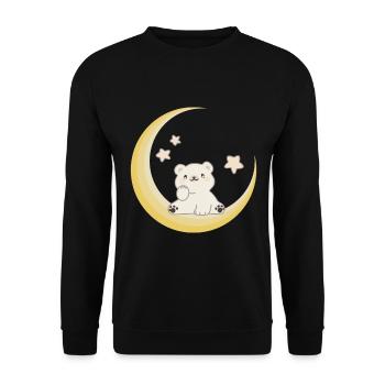 Polar Bear Moon Stars Good night for baby bears - Unisex Sweatshirt - black - Front - Alina (178cm) & Michal (187cm)