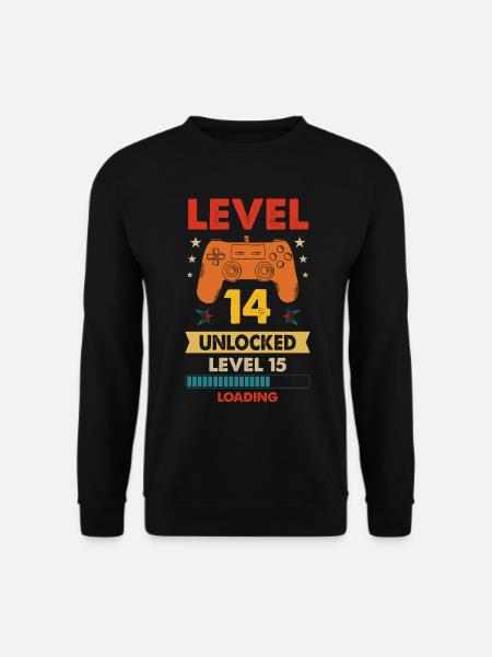 Level 14 unlocked 14. Geburtstag Gamer Geschenk - Unisex Pullover - Schwarz