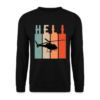 Helicopter retro vintage gift - Unisex Sweatshirt - black - Front - Alina (178cm) & Michal (187cm)
