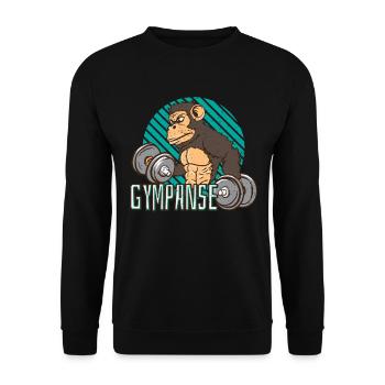 Gympanse Schimpanse Fitnessstudio Gym - Unisex Pullover - Schwarz - Vorne - Alina (178cm) & Michal (187cm)