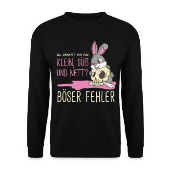 Lustige Hasen Geschenk kleine böse süße Hasen - Unisex Pullover - Schwarz - Vorne - Alina (178cm) & Michal (187cm)