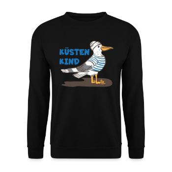 Küsten Kind & Möwen Norddeutschland Plattdeutsch - Unisex Pullover - Schwarz - Vorne - Alina (178cm) & Michal (187cm)