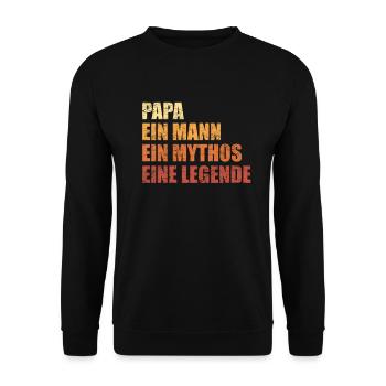 Papa Mann Mythos Legende Retro Vintage Best Dad - Unisex Pullover - Schwarz - Vorne - Alina (178cm) & Michal (187cm)