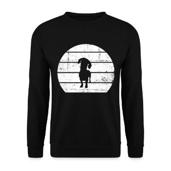 Dackel Dachshund Teckel - Unisex Pullover - Schwarz - Vorne - Alina (178cm) & Michal (187cm)