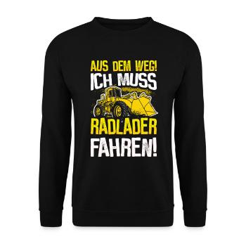 Radlader Baustelle Bagger Radladerführer Geschenk - Unisex Pullover - Schwarz - Vorne - Alina (178cm) & Michal (187cm)