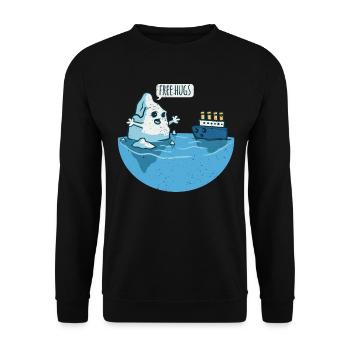 & ship saying Free Hugs Knuddel - Unisex Sweatshirt - black - Front - Alina (178cm) & Michal (187cm)