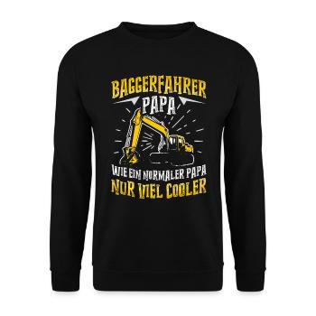 Baggerfahrer Papa Beruf Baggerführer Geschenk - Unisex Pullover - Schwarz - Vorne - Alina (178cm) & Michal (187cm)