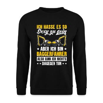 Baggerfahrer Beruf Baggerführer Geschenk Lustig - Unisex Pullover - Schwarz - Vorne - Alina (178cm) & Michal (187cm)