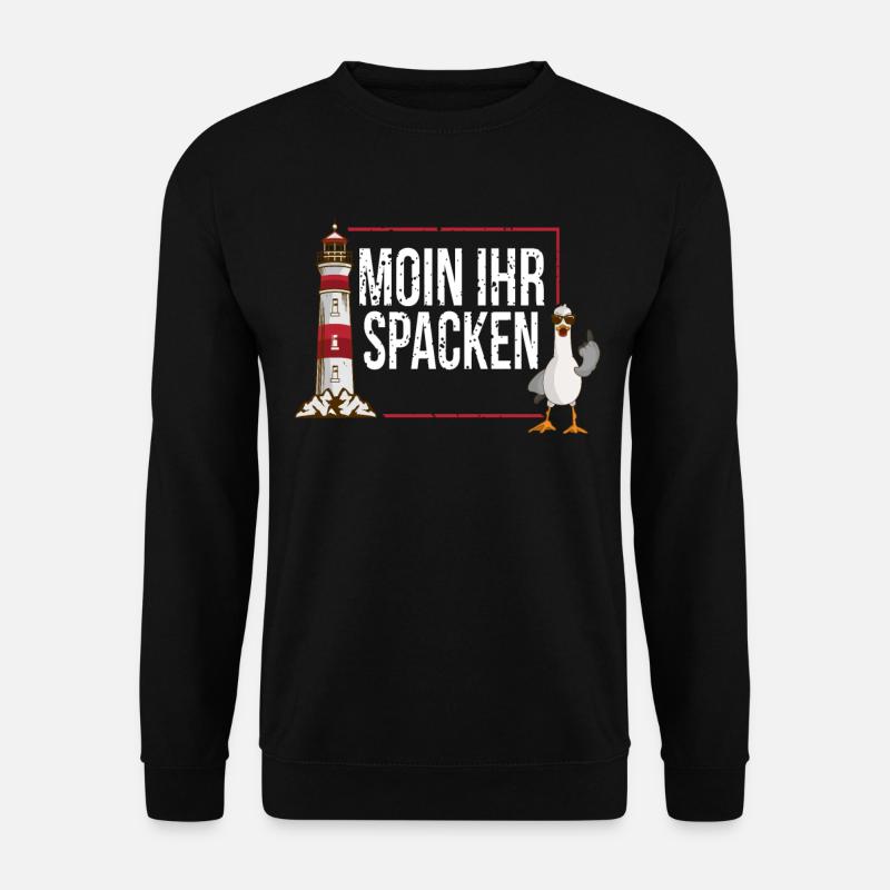 Nord deutscher Möwen Moin Spacken Plattdeutsch - Unisex Pullover - Schwarz