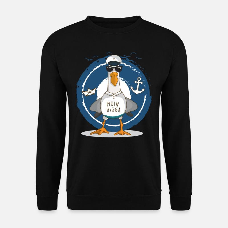 Moin Digga Norden Ostsee Norddeutscher Möwe Stadt - Unisex Pullover - Schwarz