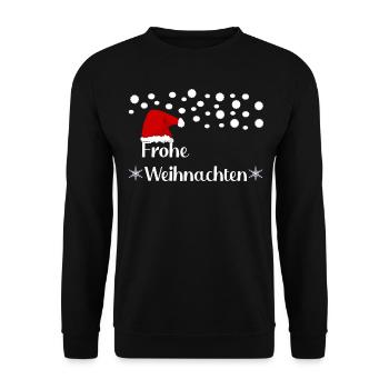Frohe Weihnachten Weihnachtliche Geschenkideen - Unisex Pullover - Schwarz - Vorne - Alina (178cm) & Michal (187cm)