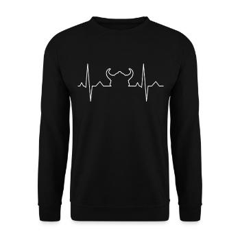 Viking Heartbeat Nordmann Norsemen - Unisex Sweatshirt - black - Front - Alina (178cm) & Michal (187cm)