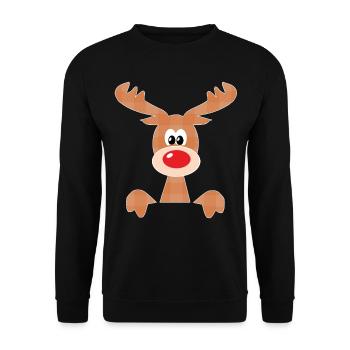 Rentier Weihnachten Reindeer Geschenkideen - Unisex Pullover - Schwarz - Vorne - Alina (178cm) & Michal (187cm)
