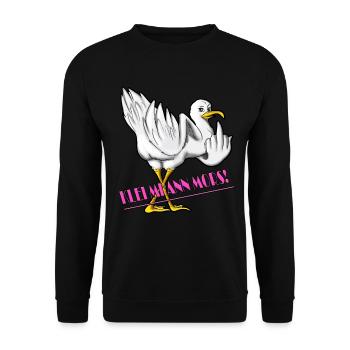 Norden Plattdeutsch Spruch klei mi ann Mors Möwe - Unisex Sweatshirt - black - Front - Alina (178cm) & Michal (187cm)