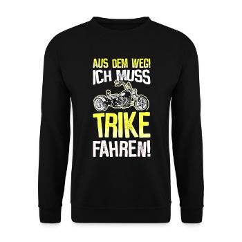Trike Motorrad Trikes Triker Sprüche Geschenk - Unisex Pullover - Schwarz - Vorne - Alina (178cm) & Michal (187cm)