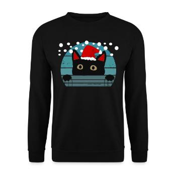 Weihnachts Katze - Unisex Pullover - Schwarz - Vorne - Alina (178cm) & Michal (187cm)