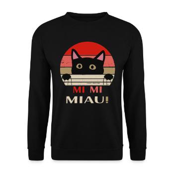 Lustige Katze - Unisex Pullover - Schwarz - Vorne - Alina (178cm) & Michal (187cm)