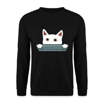 Cat Kitten Meow Pet Cat Retro Cat - Unisex Sweatshirt - black - Front - Alina (178cm) & Michal (187cm)