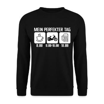 Mofa Moped roller Mopedfahrer Geschenk - Unisex Pullover - Schwarz - Vorne - Alina (178cm) & Michal (187cm)