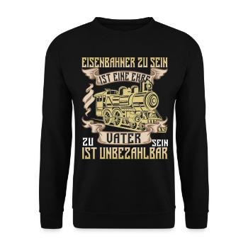 Eisenbahner Papa Eisenbahn Lokführer Geschenk - Unisex Pullover - Schwarz - Vorne - Alina (178cm) & Michal (187cm)