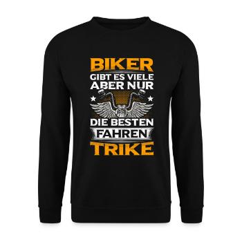 Triker Sprüche Trikes Trike Motorrad Geschenk - Unisex Pullover - Schwarz - Vorne - Alina (178cm) & Michal (187cm)