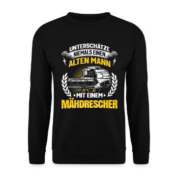 Mähdrescher Drescher Landwirt Bauer Opa Geschenk - Unisex Pullover - Schwarz - Vorne - Alina (178cm) & Michal (187cm)