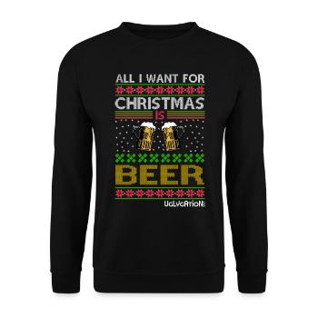 All I want for Christmas is beer #1 - Unisex Pullover - Schwarz - Vorne - Alina (178cm) & Michal (187cm)