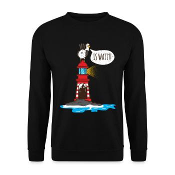 Seagull lighthouse is Watt on the North Sea coast - Unisex Sweatshirt - black - Front - Alina (178cm) & Michal (187cm)
