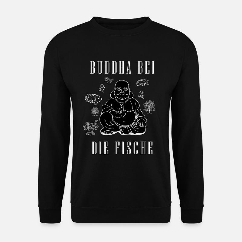 Buddha bei die Fische Plattdeutsch Spruch - Unisex Pullover - Schwarz