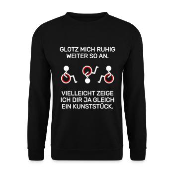 Rollstuhlfahrer Spruch Inklusion Rollifahrer - Unisex Pullover - Schwarz - Vorne - Alina (178cm) & Michal (187cm)