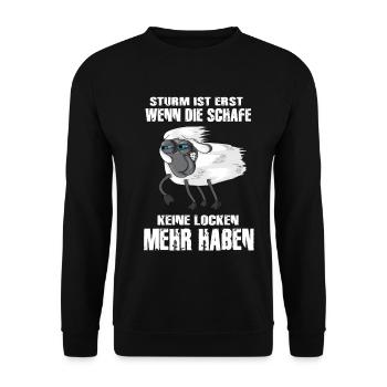 Sturm Ist Erst Wenn Schafe Keine Locken Mehr Haben - Unisex Pullover - Schwarz - Vorne - Alina (178cm) & Michal (187cm)