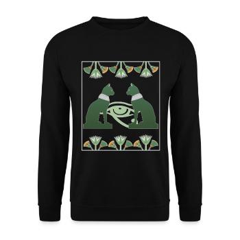 Déesse du chat Bastet et Horus Eye, Art Egypte - Sweat-shirt Unisexe - noir - Devant - Alina (178cm) & Michal (187cm)