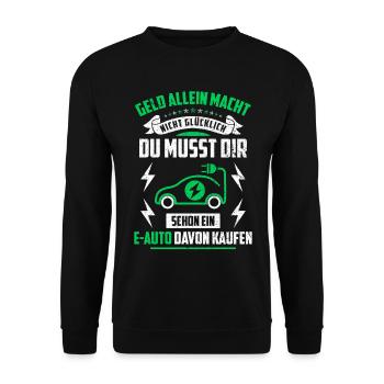 E-Auto Elektroauto - Unisex Pullover - Schwarz - Vorne - Alina (178cm) & Michal (187cm)