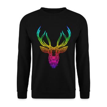 Colorful deer rainbow color twelve- - Unisex Sweatshirt - black - Front - Alina (178cm) & Michal (187cm)