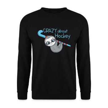 Field Hockey Crazy About Fieldhockey cute Sloth - Unisex Sweatshirt - black - Front - Alina (178cm) & Michal (187cm)
