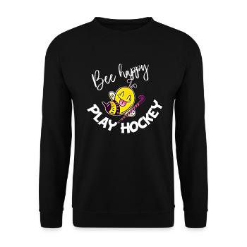 Bee Happy Play Hockey - Unisex Sweatshirt - black - Front - Alina (178cm) & Michal (187cm)