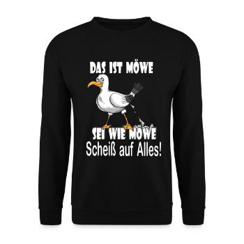 Norddeutsch Das ist Möwe sei Möwe Scheiß auf alles - Unisex Pullover - Schwarz - Vorne - Alina (178cm) & Michal (187cm)
