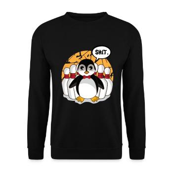 Au Bowling Club comme bowler avec pingouin cône shit - Sweat-shirt Unisexe - noir - Devant - Alina (178cm) & Michal (187cm)