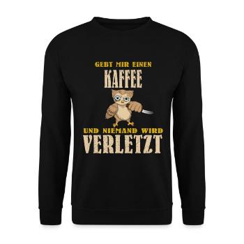 Eule Barista Lebensretter Kaffee Coffee Cappuccino - Unisex Pullover - Schwarz - Vorne - Alina (178cm) & Michal (187cm)