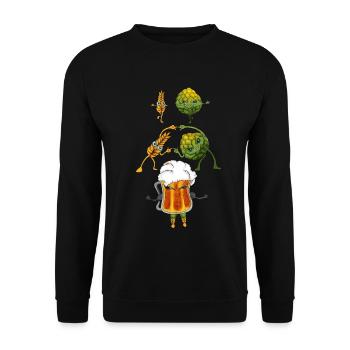 Handwerk Hopfen Weizen als Bier Fusion Tanz - Unisex Pullover - Schwarz - Vorne - Alina (178cm) & Michal (187cm)