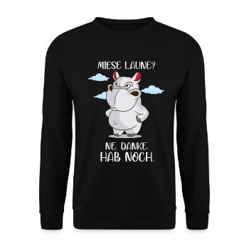 Meckerndes Nilpferd Miese Laune hab noch Nölpferd - Unisex Pullover - Schwarz - Vorne - Alina (178cm) & Michal (187cm)