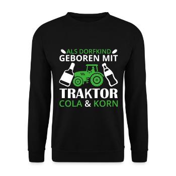 lustiger Dorfkind Cola Korn Schnaps Trakor Treker - Unisex Pullover - Schwarz - Vorne - Alina (178cm) & Michal (187cm)